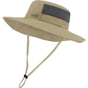 Unisex Dark Khaki 100% Nylon Wide Brim Mesh Vent with Neck Flap Cowboy Hat